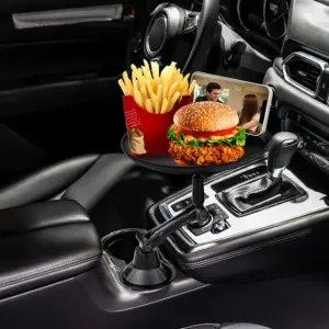 صينية السيارة الذكية لحمل الأكواب والموبايل - Multifunctional Rotating Car Tray & Cup Holder